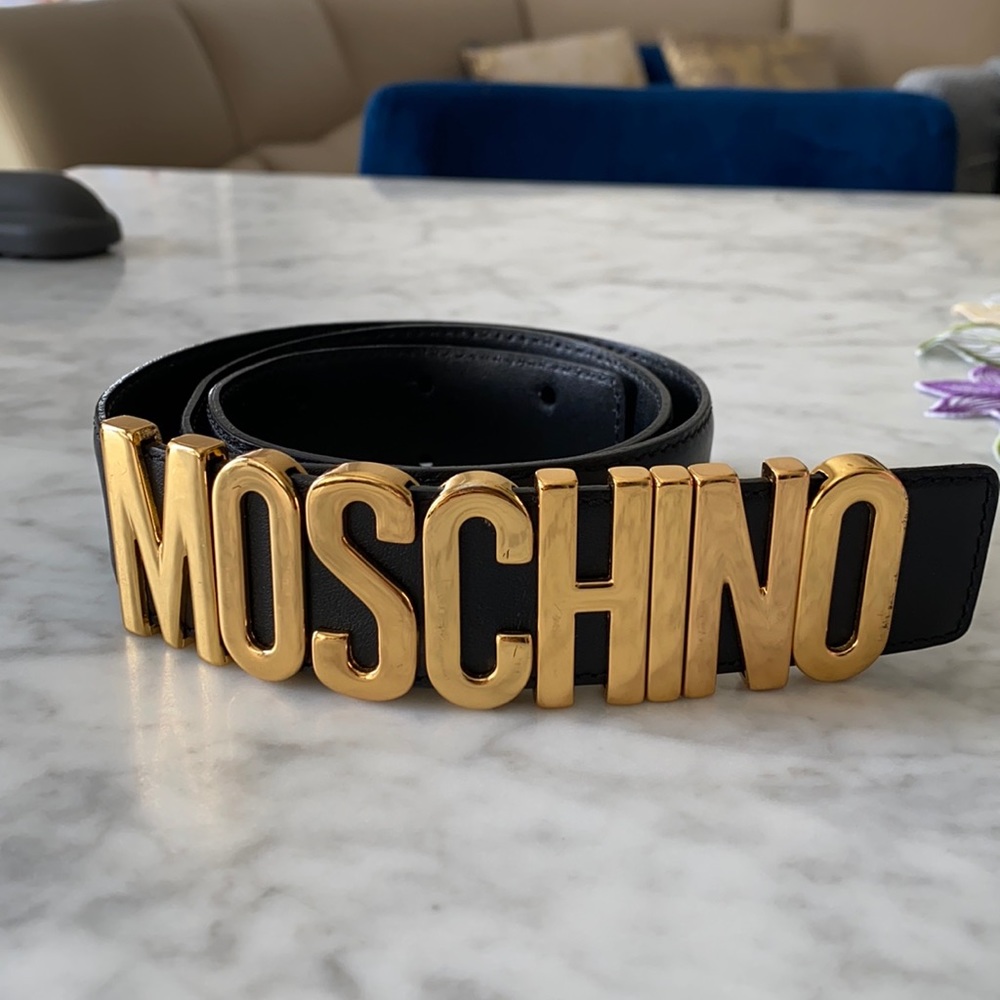 Moschino Logo Leather Belt